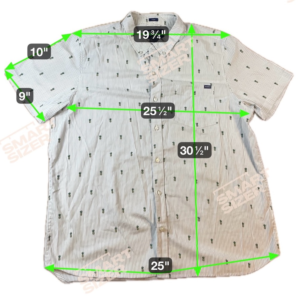 Chubbies The Friday Shirt SS XL Men's White Grey Striped Pineapple Button Down - Picture 2 of 13